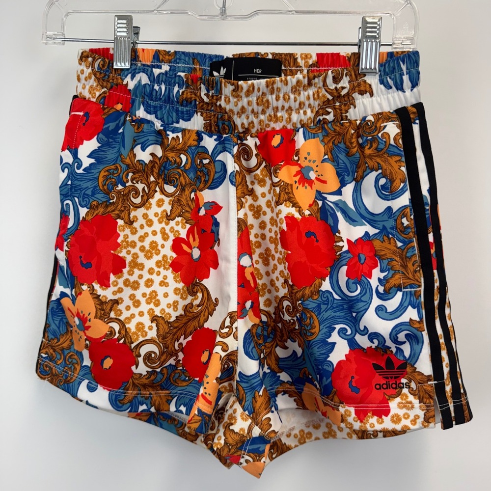 Adidas HER Studio London Floral Baroque Shorts Womens XS Multi Color H20464